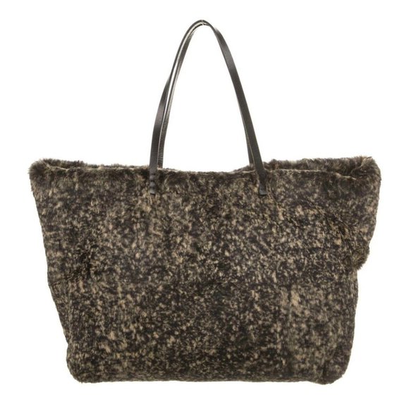 Guaranteed Authentic Fendi Black Brown Merle Fur Leather Strap Tote Bag - Picture 3 of 5